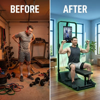 AI Smart Home Gym, All-In-One Digital Weight Workout Machine for Squat, Strength, Cardio, HIIT — Before & After