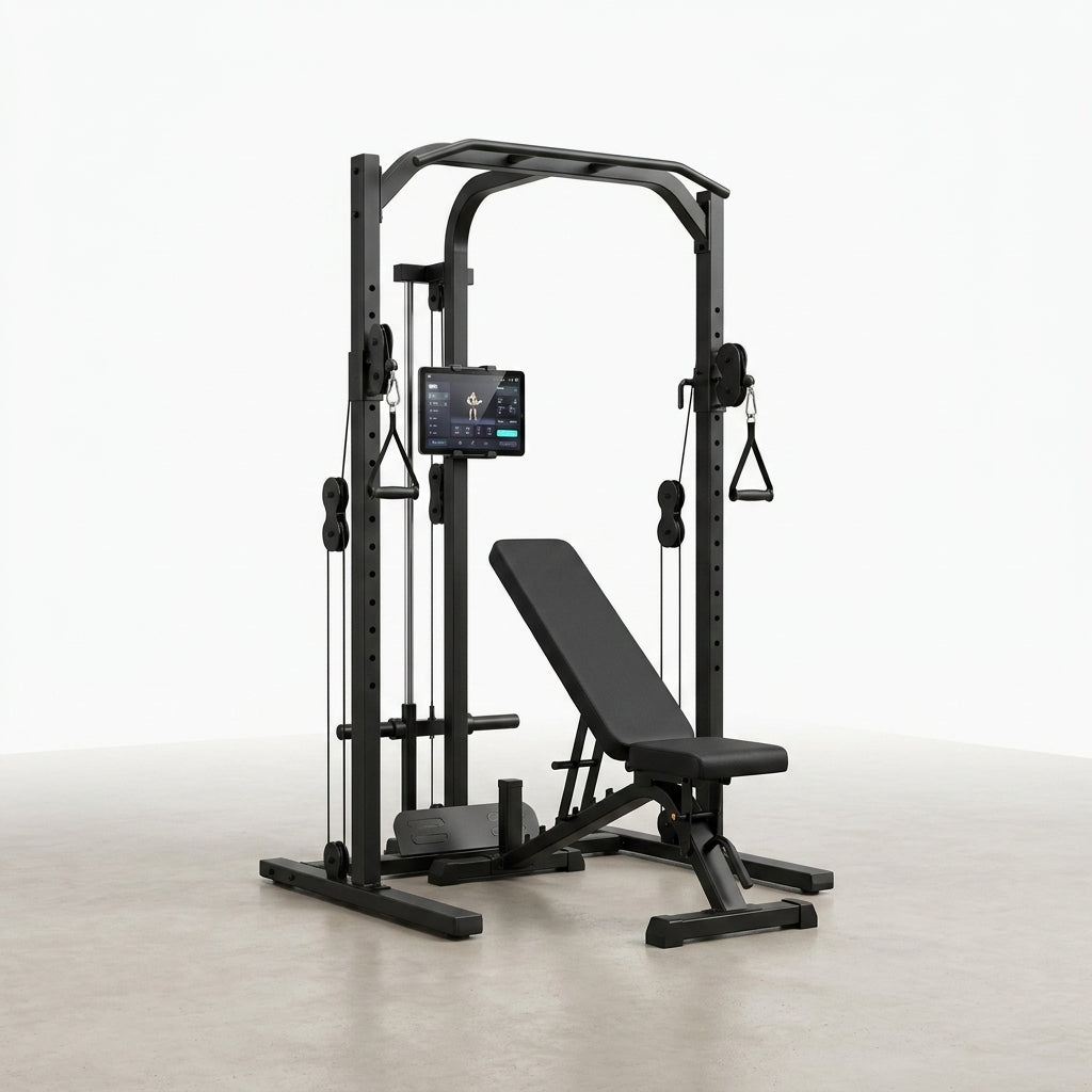 AI Smart Home Gym, All-In-One Digital Weight Workout Machine for Squat, Strength, Cardio, HIIT — Studio Shot