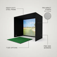 Simbox Golf Simulator Enclosure - 7 Sizes Available — infographic