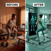 Smart Home Gym Built to Transform Your Workouts, AI Form Correction, 43-Inch 4K Screen, 320+ Movements — Before & After